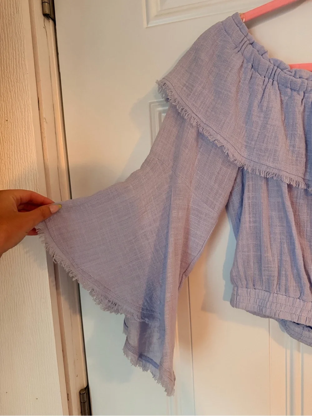 FAVLUX Lavender Off-Shoulder Ruffle Top - Picture 2 of 5